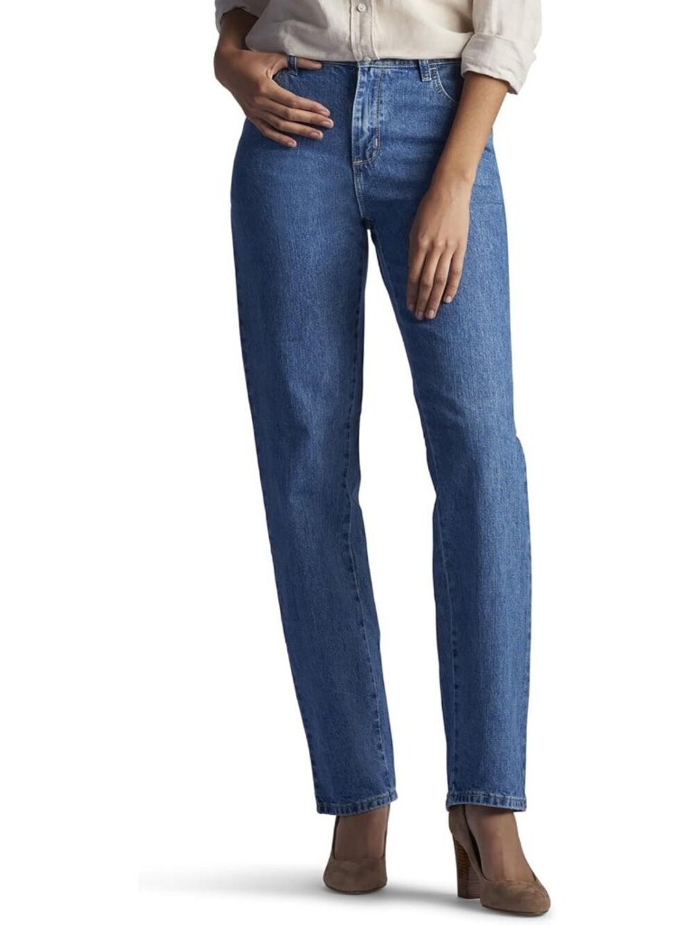 Women's Relaxed Fit All Cotton Straight Leg Jeans - Comfortable & Versatile